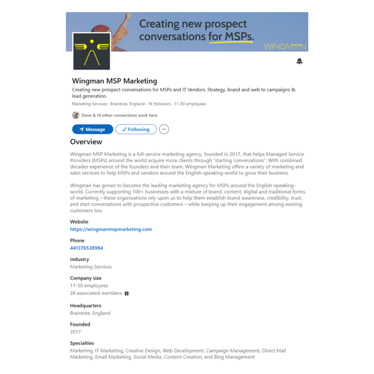 LinkedIn Optimised Page