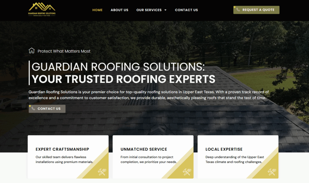 Website Example - Guardian Roofing