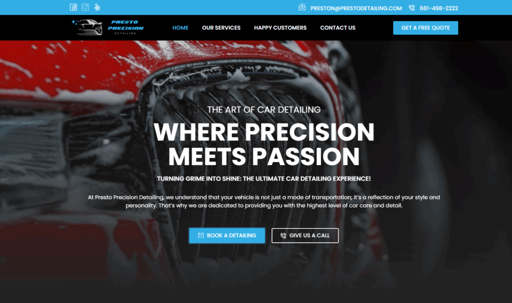 Website Example - Presto Precision
