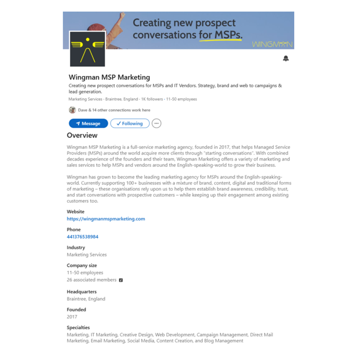 LinkedIn Optimised Page